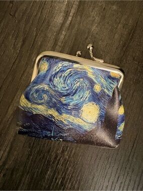 Blue Starry Night Coin Purse with Metal Frame - Like New